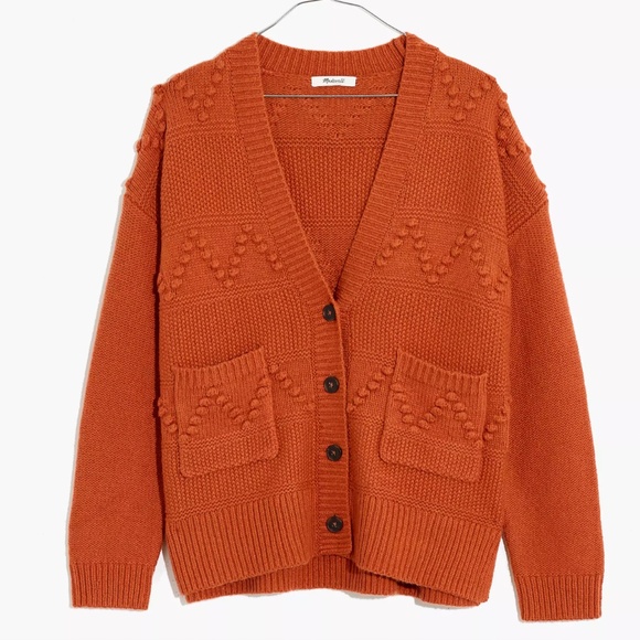 Madewell Sweaters - Madewell Zigzag Bobble Cardigan Sweater Size XL Red